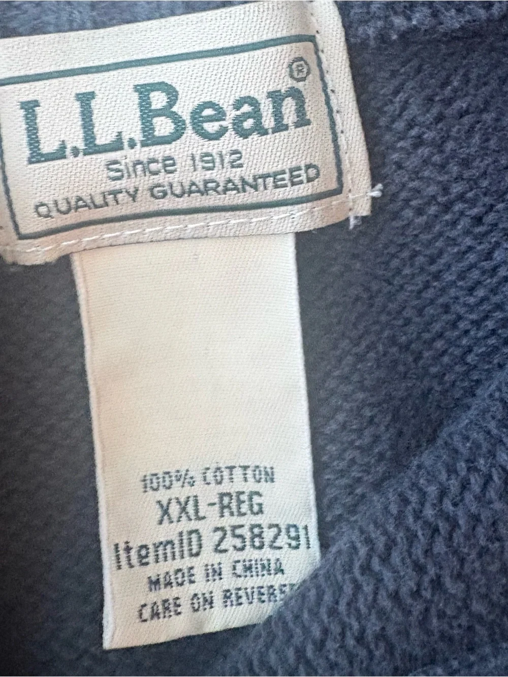 L.L. Bean Men's Dark Navy Half-Zip Sweater XXL Heavy Cotton Mock Neck